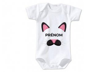 Body bébé Chatte rose avec prénom taille 3/6 mois manches Courtes