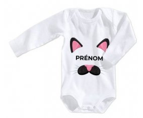 Body bébé Chatte rose avec prénom taille 3/6 mois manches Longues
