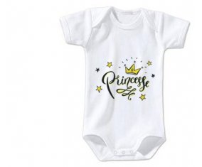 Body bébé Couronne jaune étoile princesse design-1 taille 3/6 mois manches Courtes
