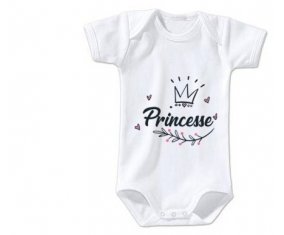Body bébé Couronne noire princesse taille 3/6 mois manches Courtes