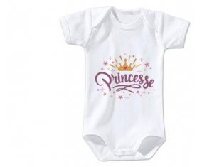 Body bébé Couronne jaune étoile princesse design-2 taille 3/6 mois manches Courtes