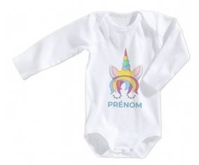 Body bébé Licorne design-1 avec prénom taille 3/6 mois manches Longues