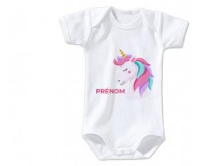 Body bébé Licorne design-2 avec prénom taille 3/6 mois manches Courtes