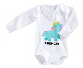 Body bébé Licorne design-3 avec prénom taille 3/6 mois manches Longues