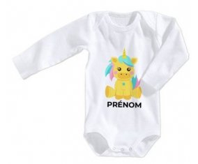 Body bébé Licorne design-5 avec prénom taille 3/6 mois manches Longues