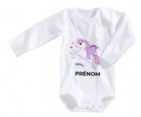 Body bébé Licorne design-7 avec prénom taille 3/6 mois manches Longues