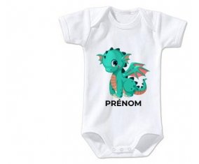 Body bébé Dragon design-1 avec prénom taille 3/6 mois manches Courtes