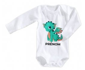 Body bébé Dragon design-1 avec prénom taille 3/6 mois manches Longues