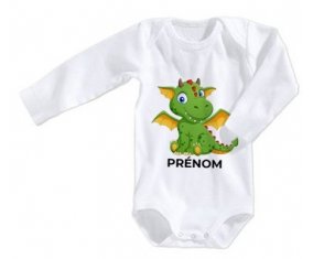 Body bébé Dragon design-2 avec prénom taille 3/6 mois manches Longues