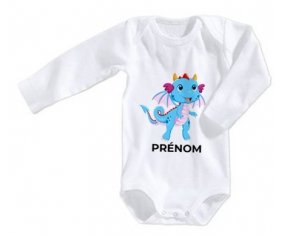 Body bébé Dragon design-3 avec prénom taille 3/6 mois manches Longues