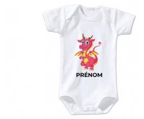 Body bébé Dragon design-4 avec prénom taille 3/6 mois manches Courtes