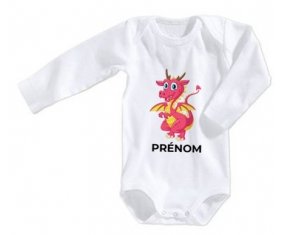 Body bébé Dragon design-4 avec prénom taille 3/6 mois manches Longues