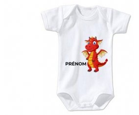 Body bébé Dragon design-5 avec prénom taille 3/6 mois manches Courtes