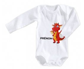 Body bébé Dragon design-5 avec prénom taille 3/6 mois manches Longues
