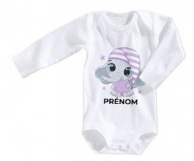 Body bébé Bébé éléphant douce nuit avec prénom taille 3/6 mois manches Longues