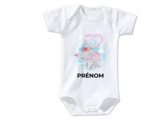 Body bébé Bébé éléphant lovely avec prénom taille 3/6 mois manches Courtes