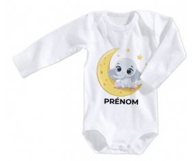 Body bébé Bébé éléphant bonne nuit avec prénom taille 3/6 mois manches Longues