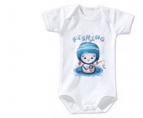 Body bébé Animaux rigolos Fishing taille 3/6 mois manches Courtes