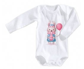 Body bébé Lapin avec ballon rose taille 3/6 mois manches Longues