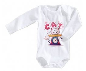 Body bébé Animaux rigolos Cat design-1 taille 3/6 mois manches Longues