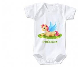 Body bébé Licorne design-8 avec prénom taille 3/6 mois manches Courtes