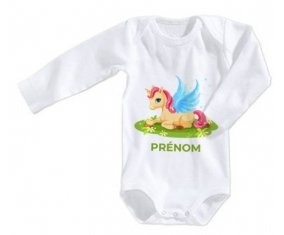 Body bébé Licorne design-8 avec prénom taille 3/6 mois manches Longues