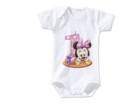 Body Bebe Personnalise Disney Minnie Numero 1 Anniversaire En Coton