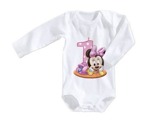 Body Bebe Personnalise Disney Minnie Numero 1 Anniversaire En Coton