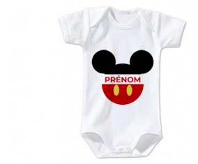Body bébé Disney Mickey short rouge avec prénom taille 3/6 mois manches Courtes