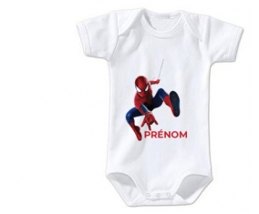 Body bébé Spiderman design-1 avec prénom taille 3/6 mois manches Courtes