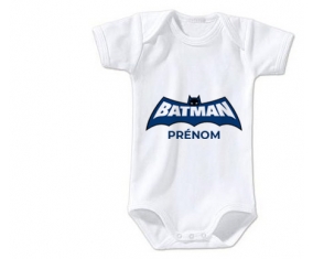 Body bébé Batman logo bleu avec prénom taille 3/6 mois manches Courtes
