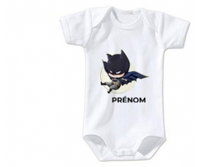 Body bébé Batman kids logo design-1 avec prénom taille 3/6 mois manches Courtes