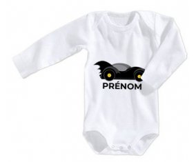 Body bébé Batmobile design-1 avec prénom taille 3/6 mois manches Longues