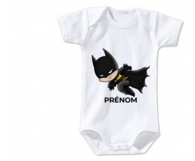 Body bébé Batman kids logo design-4 avec prénom taille 3/6 mois manches Courtes