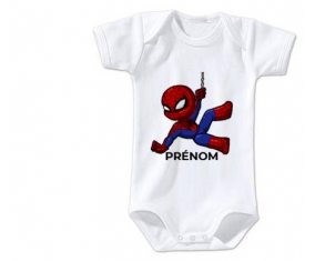 Body bébé Spiderman kids design-1 avec prénom taille 3/6 mois manches Courtes