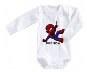 Body bébé Spiderman kids design-1 avec prénom taille 3/6 mois manches Longues