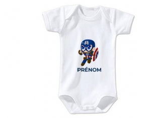 Body bébé Captain America kids design-2 avec prénom taille 3/6 mois manches Courtes