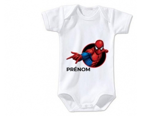 Body bébé Spiderman design-6 avec prénom taille 3/6 mois manches Courtes