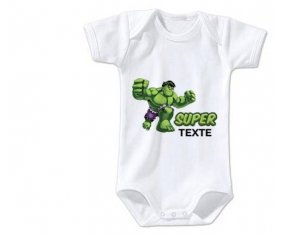 Body bébé Super Hulk avec prénom taille 3/6 mois manches Courtes