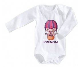 Body bébé Animaux rigolos Ballon et ours avec prénom taille 3/6 mois manches Longues