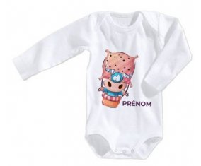 Body bébé Animaux rigolos Taureau avec prénom taille 3/6 mois manches Longues