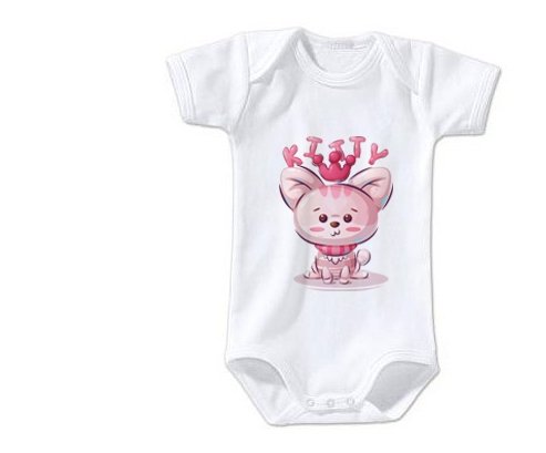 Body bébé Animaux rigolos Kitty taille 3/6 mois manches Courtes