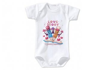 Body bébé Animaux rigolos Love story taille 3/6 mois manches Courtes