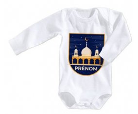 Body bébé Islam mosqué avec prénom design-3 taille 3/6 mois manches Longues