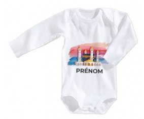 Body bébé Islam Mecque design-2 avec prénom taille 3/6 mois manches Longues