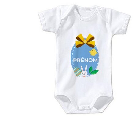 Body Bébé Personnalisé Pâques - Avec Prénom - Taille 0-18 Mois - Cadeau Original