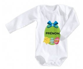Body bébé Oeuf de Pâques design-3 avec prénom taille 3/6 mois manches Longues