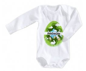 Body bébé Oeuf de Pâques design-11 avec prénom taille 3/6 mois manches Longues