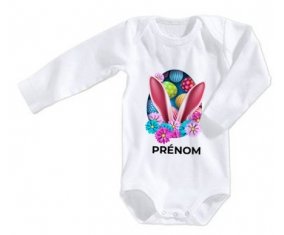 Body bébé Oeuf de Pâques design-13 avec prénom taille 3/6 mois manches Longues
