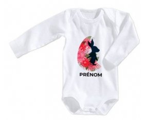 Body bébé Oeuf de Pâques design-15 avec prénom taille 3/6 mois manches Longues